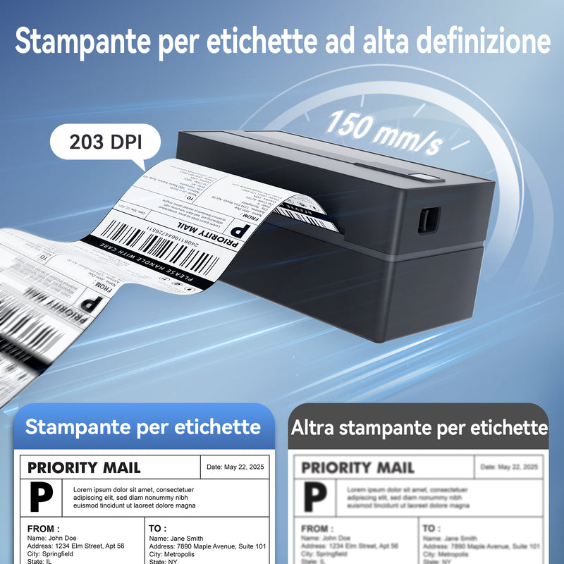True Image TY813 Stampante termica per etichette di spedizione 4x6 – Compatibile con USB e Bluetooth