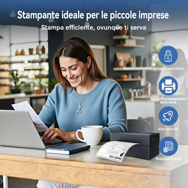 True Image TY813 Stampante termica per etichette di spedizione 4x6 – Compatibile con USB e Bluetooth
