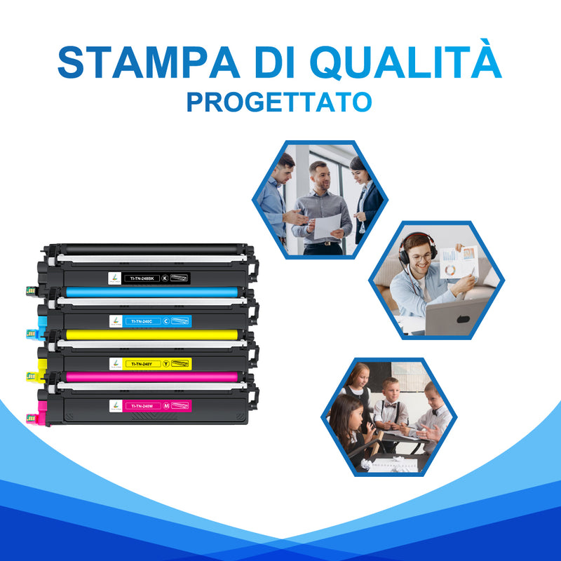 Multipack Toner Brother TN248 Nero + Colore Compatibile