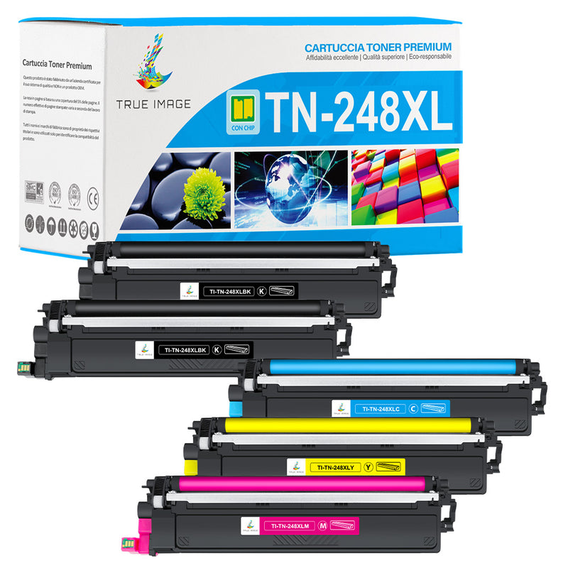 Multipack Toner Brother TN248XL Nero + Colore Compatibile